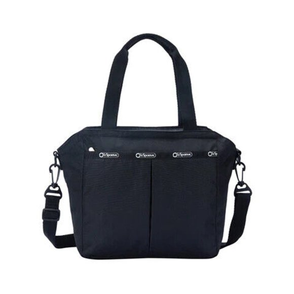 Lesportsac Handbags - LeSportsac Nylon Top Handle Tote Bag Black Core Crossbody Denim Pique Handbag NW
